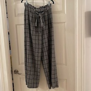 Black and gray slacks by TRX Sportswear USA.  Gathered waist with tie.  Size M.